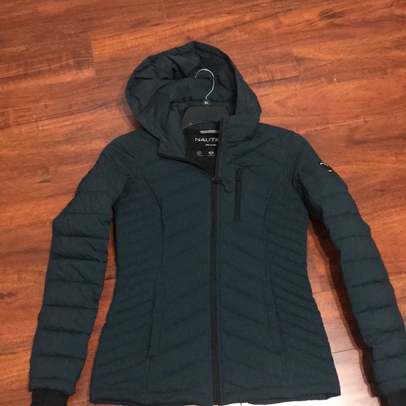 Nautica Women's Puffer Jacket - Dark Green - Picture 1 of 6